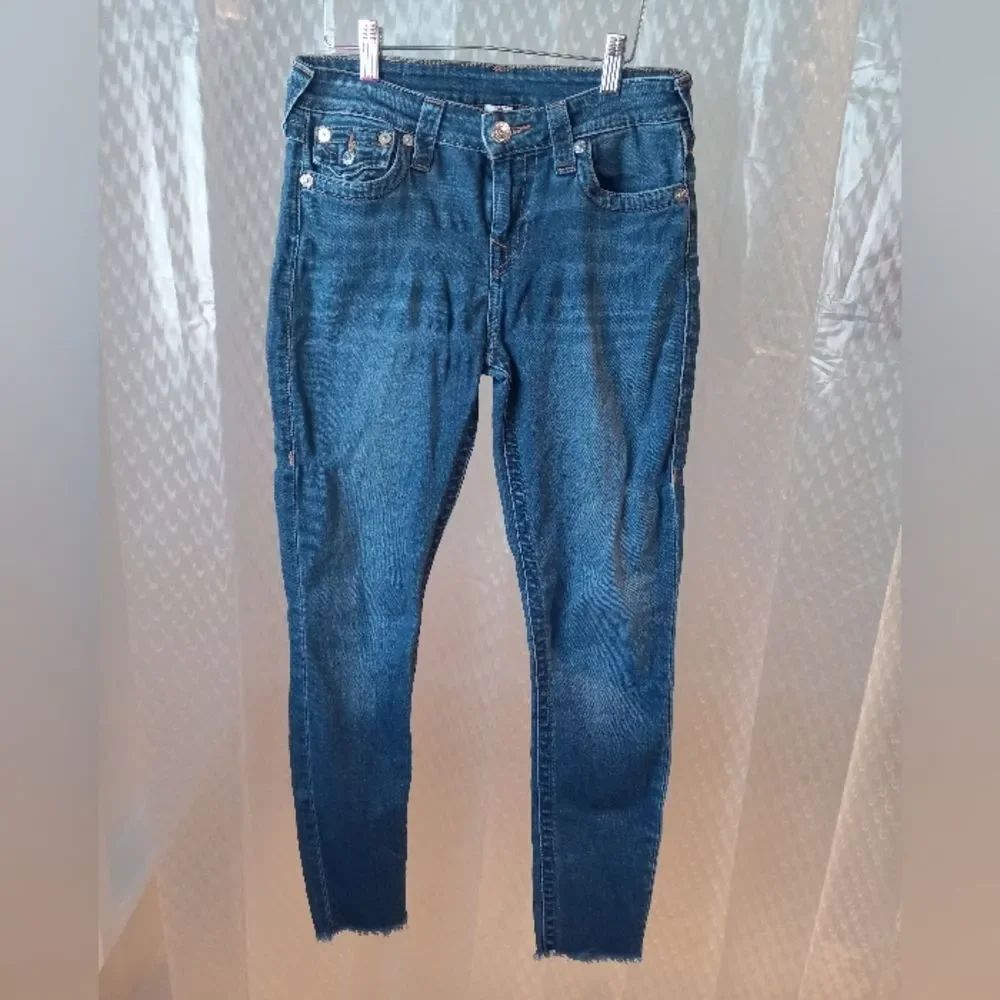 True Religion Super Skinny Jeans High Rise Blue Womens Sz 27